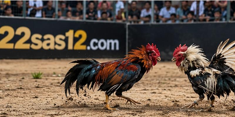 Handlers prepare healthy roosters beside arena before official match presentation starts.